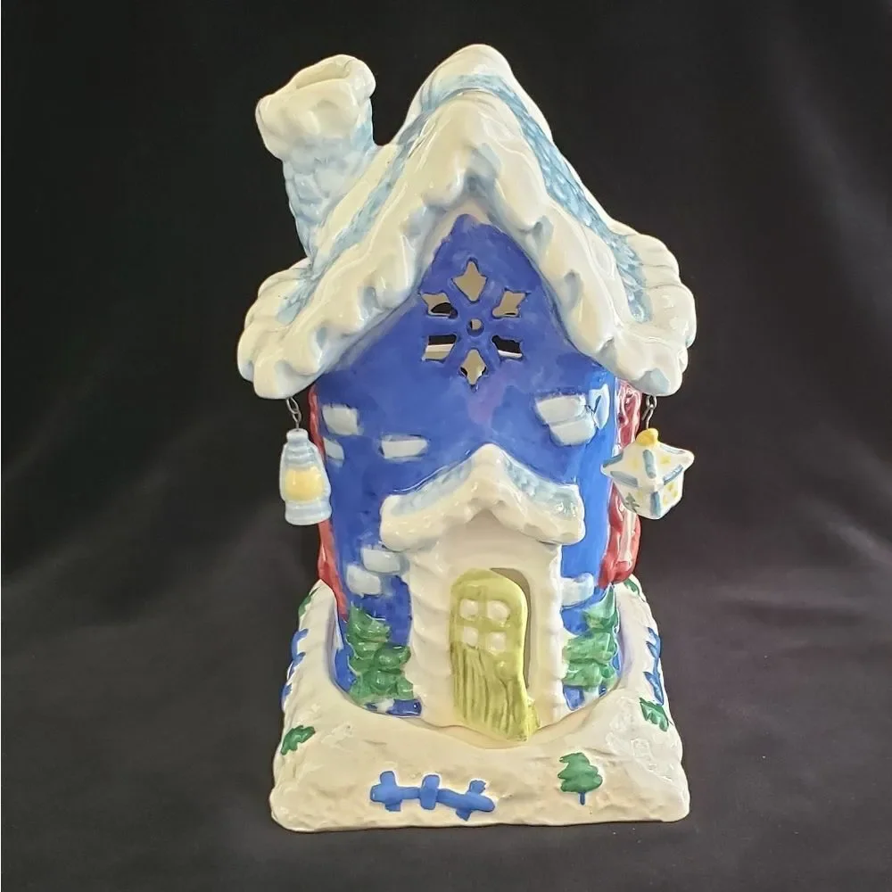 Winter Christmas Cottage Tealight Candle Holder